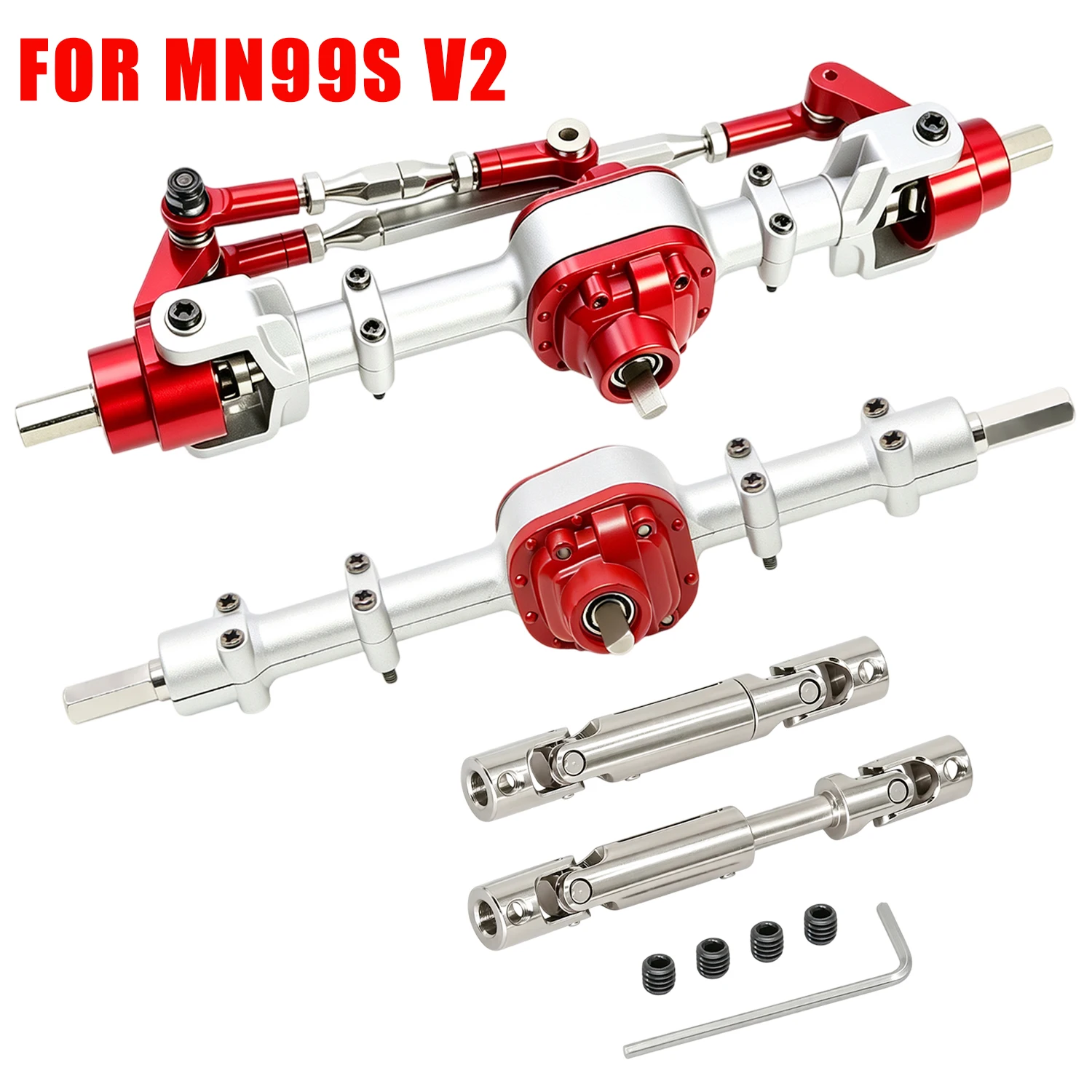 Metal Front Rear Axle Set+Drive Shaft with 4mm Output Shaft for MN MN99s V2 MN82S MN78 MN300 MN168 MN212 RC Car Upgrade Parts
