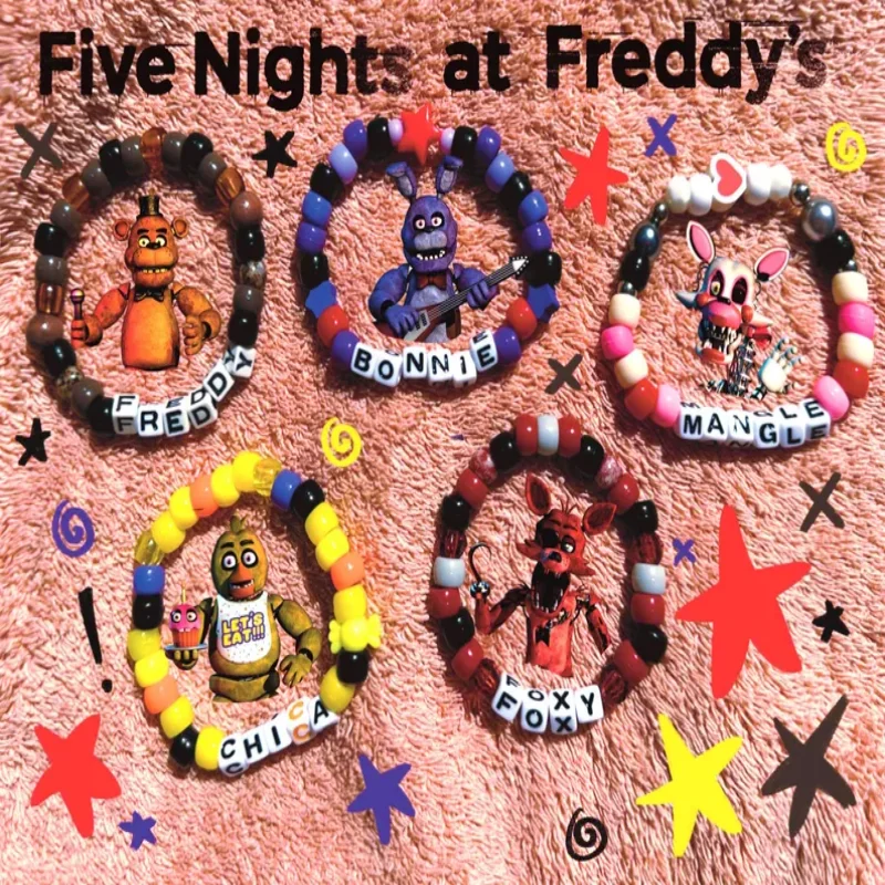 Horror Game Character Inspired Kandi Bracelet Set Colorful Pony Beaded Wristband for Fans