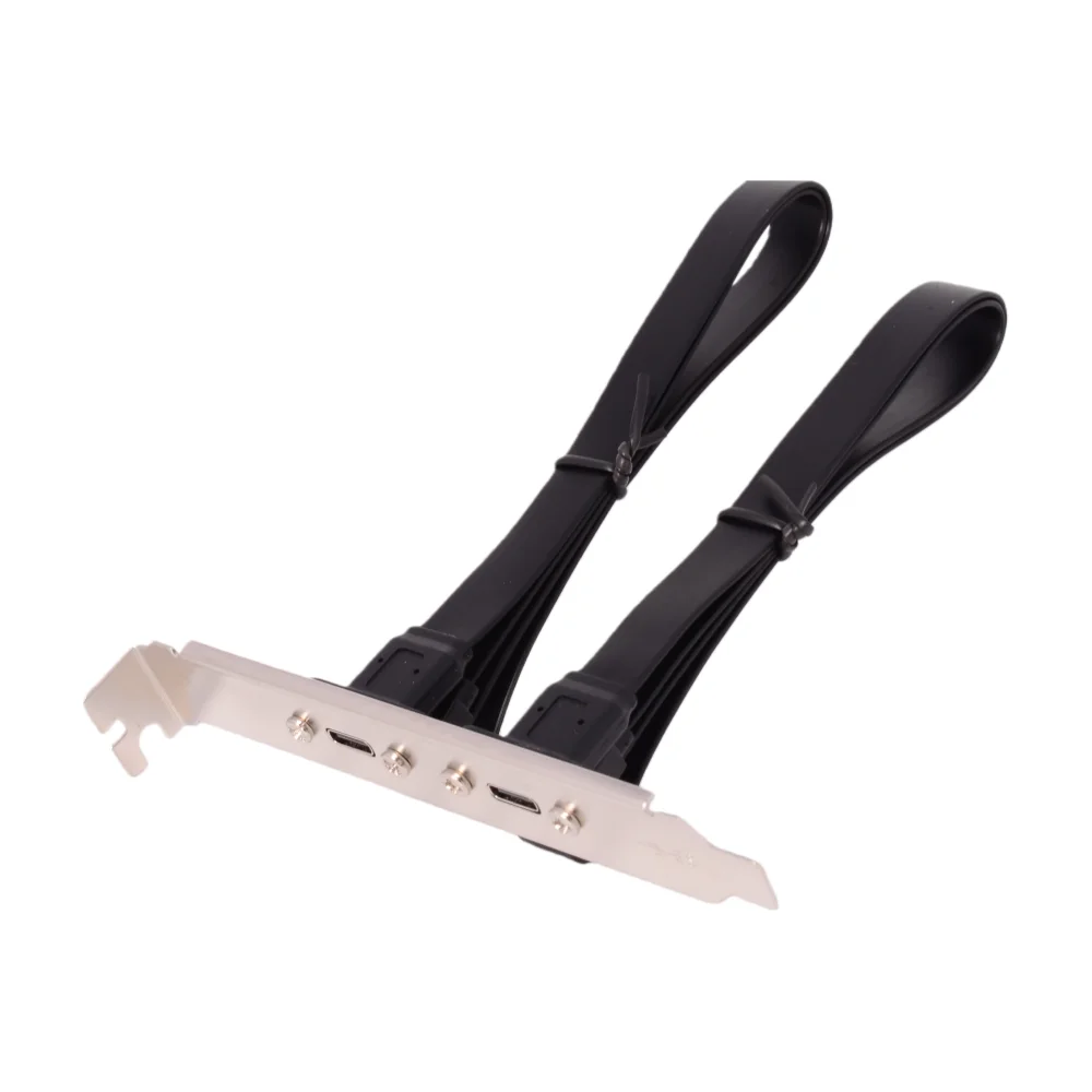 10G USB 3.1 KEY-A Cable With Full / Half Height PCI Baffle Dual TYPE-E To TYPE-C Female Front Flat Chassis Bit Adapter 0.5m