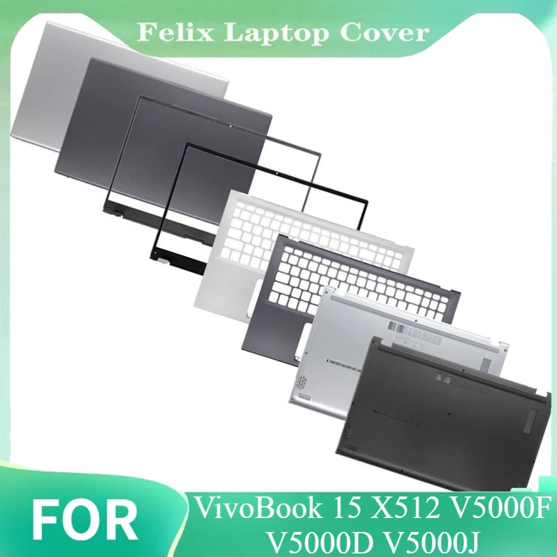 New Top Case LCD Back Cover/Front Bezel/Palmrest/Bottom Case/Hinges silver gray For VivoBook 15 X512 V5000F V5000D V5000J
