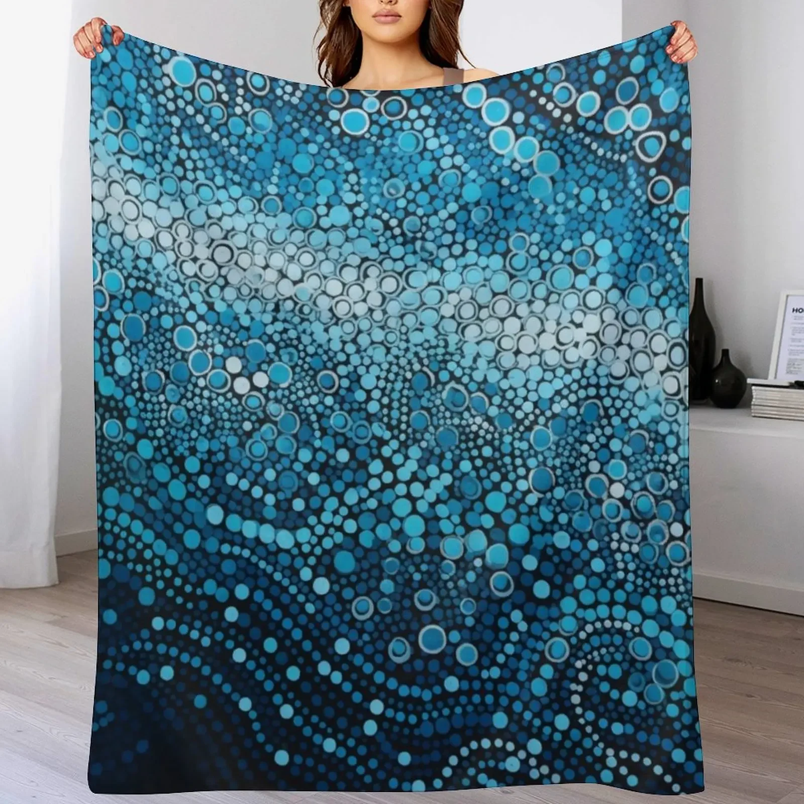 

Aboriginal Authentic Art - With The Waves Throw Blanket Multi Use Warm Blanket for Living Room Bedroom