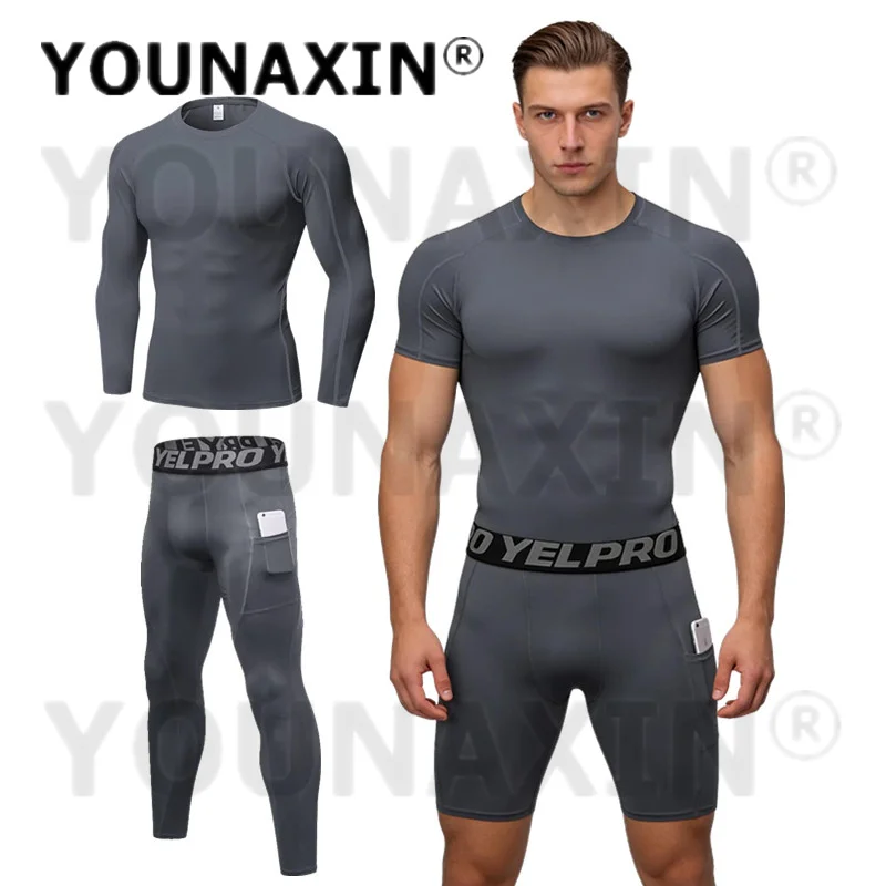 メンズコンプレッションスポーツウェアフィットネスパンツジムランニングスポーツ半袖tシャツ長袖トップショーツズボンs-m-l-xl-2xl