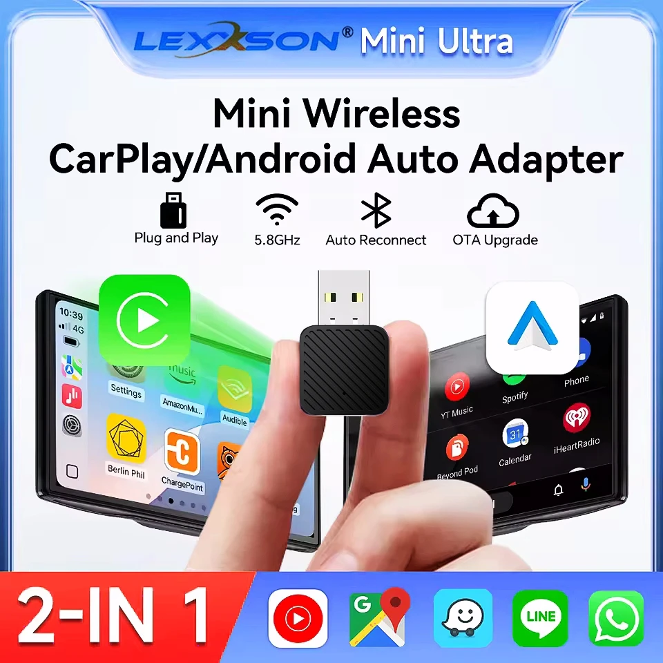 

Беспроводной адаптер Carplay Android Auto Wireless Smart Dongle 2in1 для Volvo Benz Audi Kia Hyundai VW Mazda Cadillac MG Peugeot