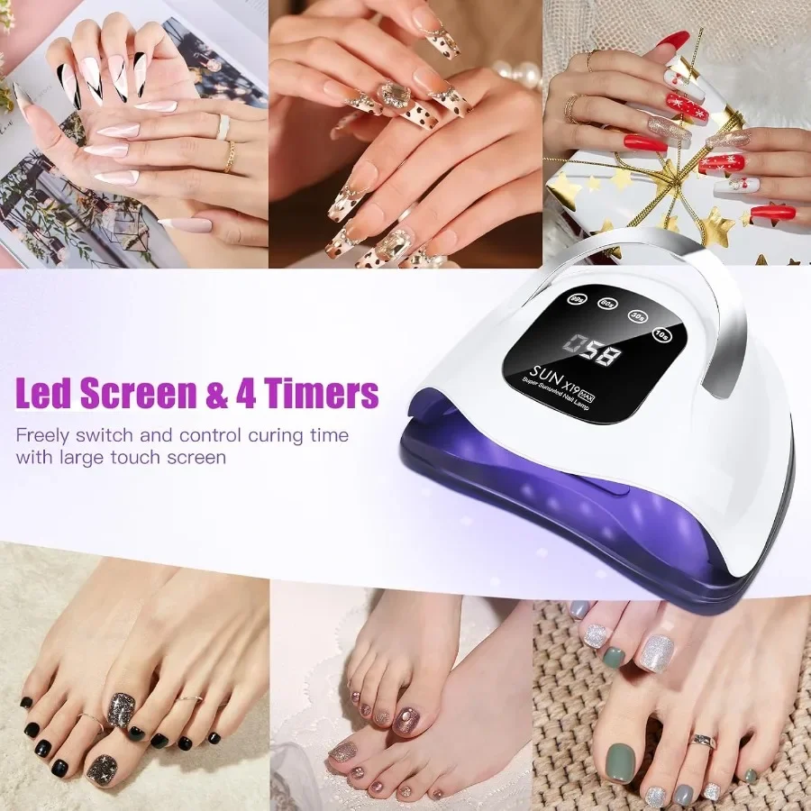 320W UV LED-nagellamp nageldroger voor gellak met 72 stuks lampkralen en automatische sensor 4 timerinstellingen Professionele nagel Ar