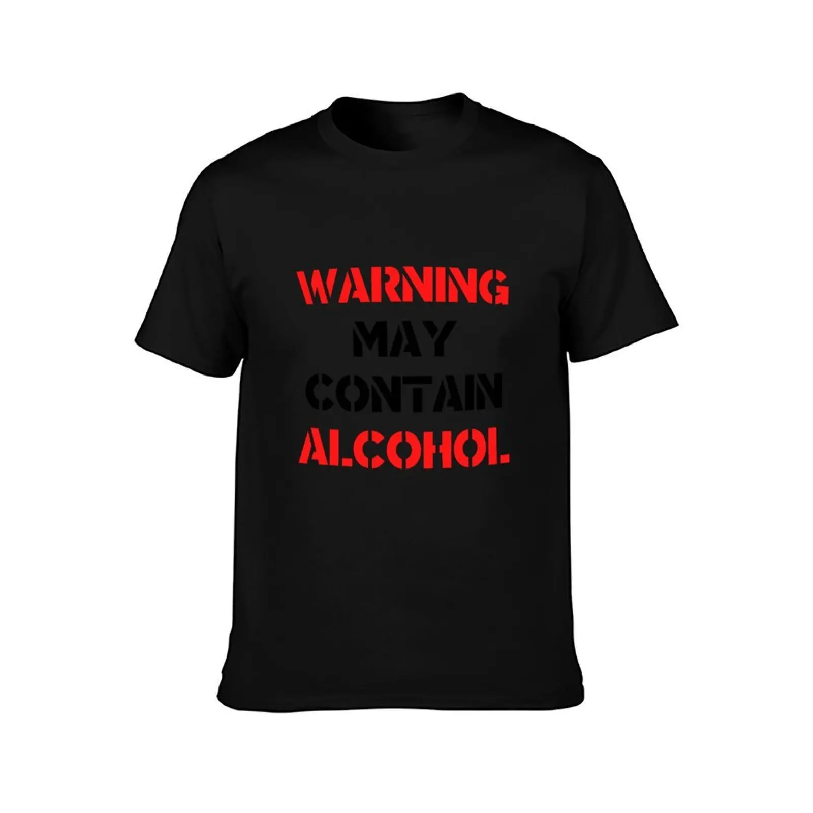 Warning May Contain Alcohol Funny Gifts T-Shirt, Summer Casual Cotton Tee, Oversized Streetwear Tops, Vintage Graphic Print