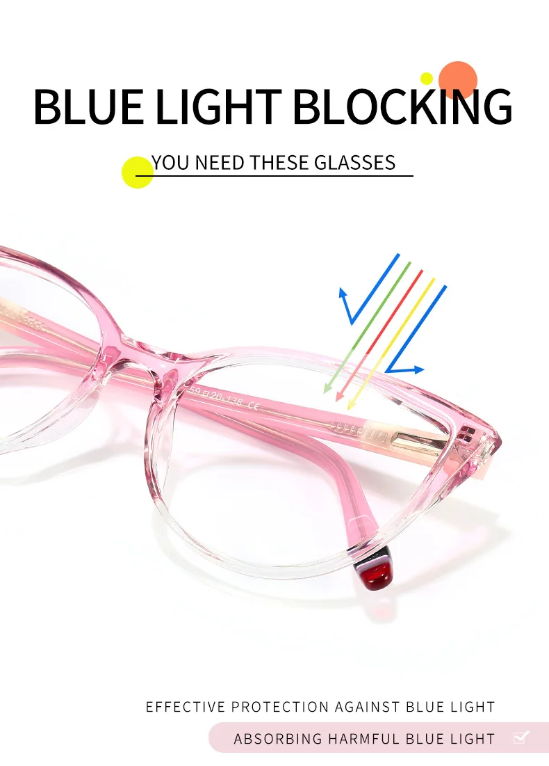 BEMORE TR90 Cat Eye Prescription Glasses Woman Anti-Blue Light Photochromic Hyperopia Progressive Optical Eyeglasses