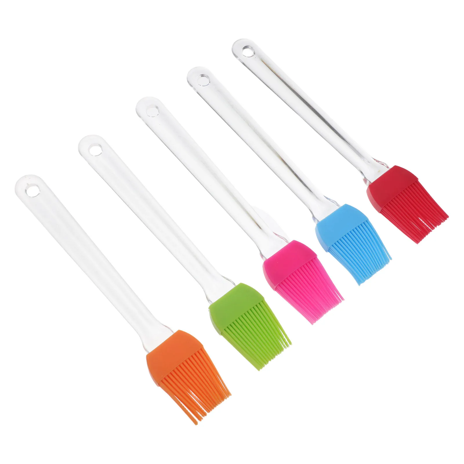 

5Pcs Transparent Handle Silicone Basting Brush Non-Stick Bbq Grill Baking Oil Sauce Applicator for Efficient Cooking