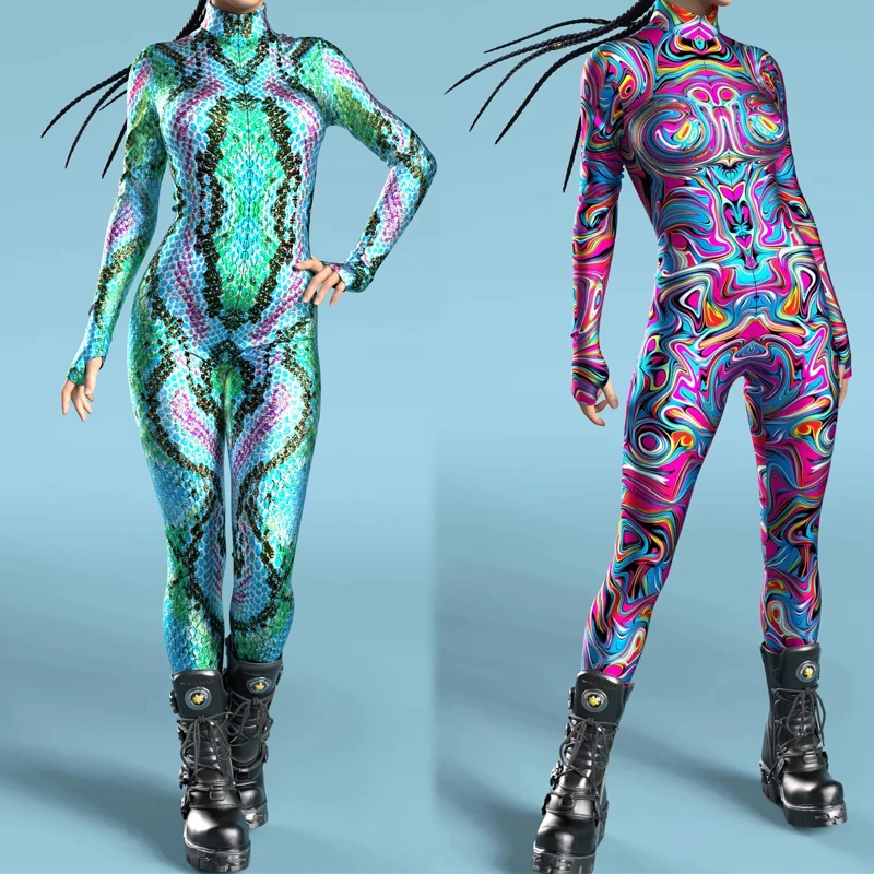 

Sexy Fish Scale 3D Printed Women Jumpsuit Mermaid Cosplay Costume Niño Halloween Party Show Performance Bodysuit Multiple Styles