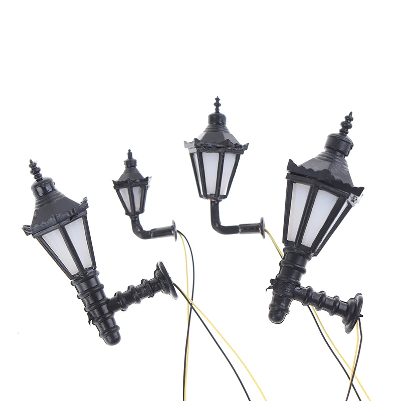 (.) 1Pcs Mini Architectural Courtyard  Wall Lamp Light Model Black Outdoor Lamp Dollhouse