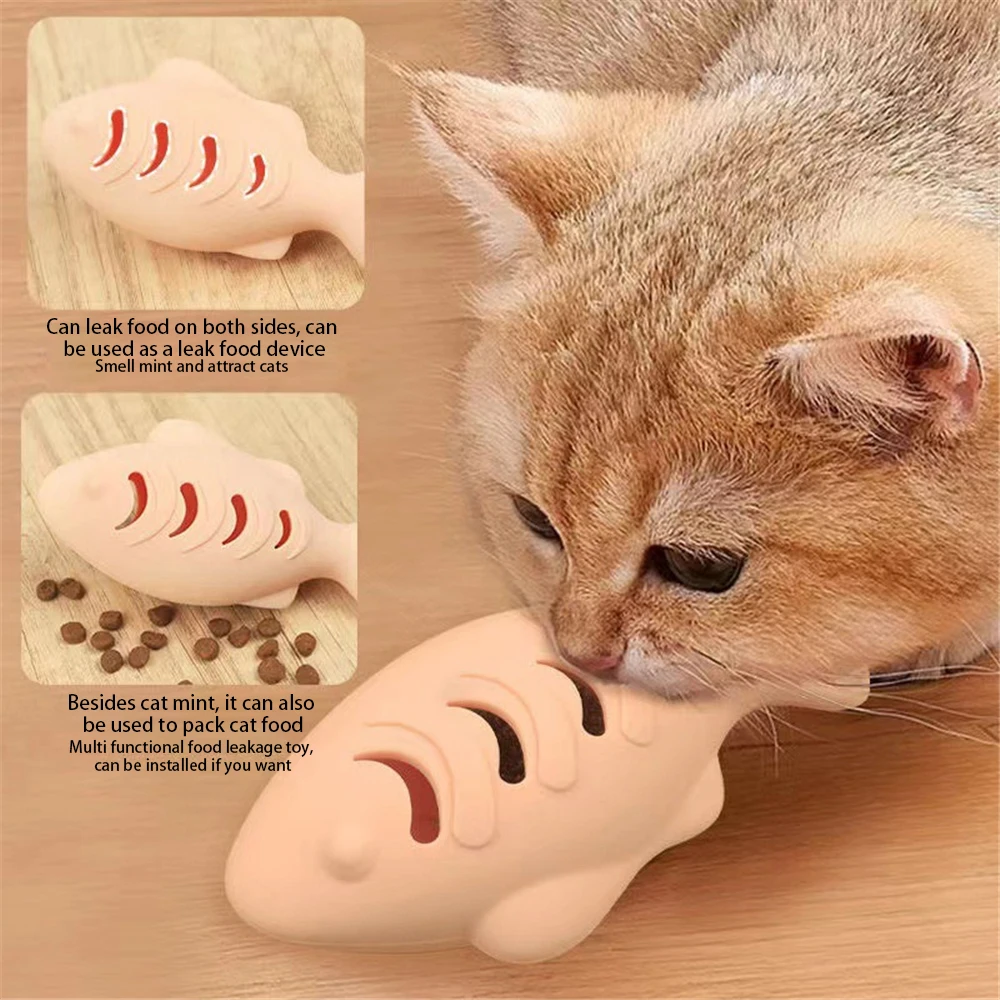 Self-beating Stick High Quality Self-entertainment Ease Of Use Cat Joy Supply Durable Silicone Fish Toys Interactive Feline Toys