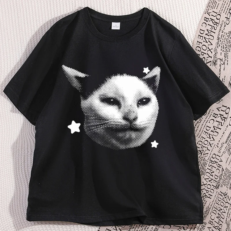 

Vintage Graphic Cat Tee Casual Funny Y2k Cats Lover T Shirts 90s Retro Cotton Short Sleeve Tee Shirt Man Clothing Streetwear