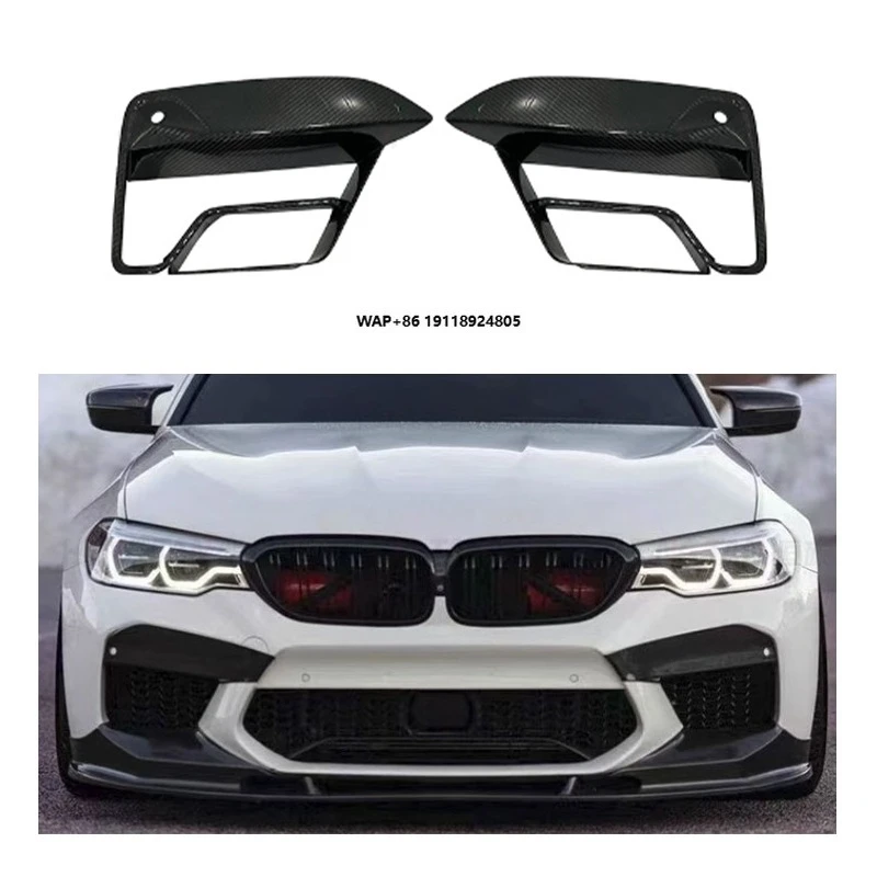 

2021+ for-BMW M5 F90 LCI Front Light Trim Dry Carbon Front Fog Light Trims with Tow Hook Bumper Cut-Outs New Condition Car