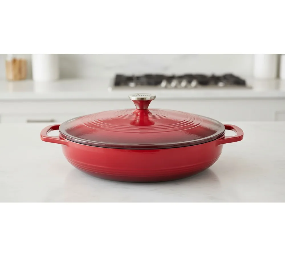 

Овальная запеканка из эмалированного чугуна емкостью 3,6 литра с крышкой — безопасная для духовки и плиты до 500 ° F - Идеально подходит для приготовления пищи, выпечки и сервировки