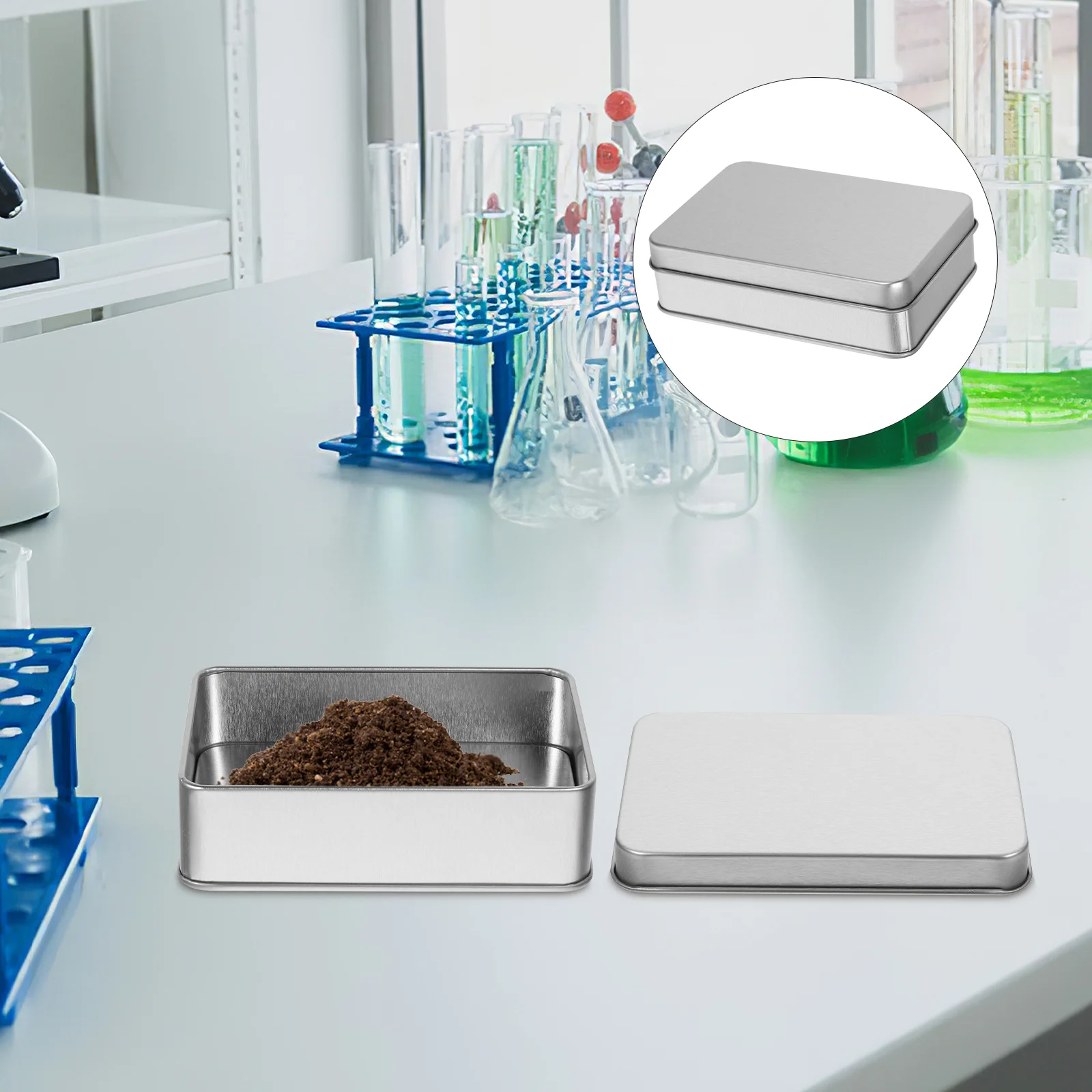 

4 Pcs Soil Sample Box Mini Jars with Lids Small Containers Labs Weighing Holders Metal Tins