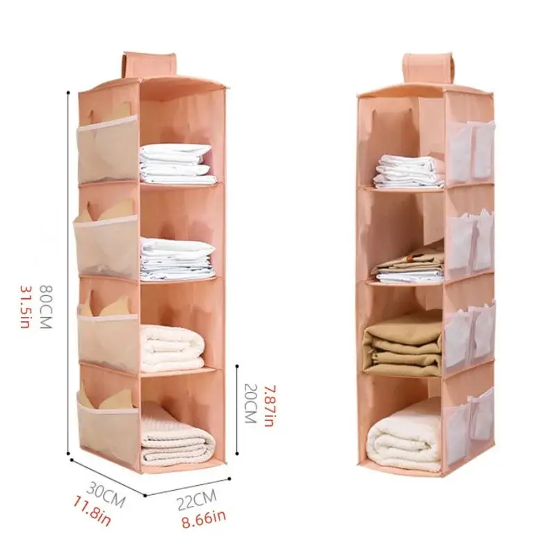 Hanging Wardrobe Organizer, Foldable Bedroom Organizer for Bras, Underwear, Socks and Accessories - Space Saving Installation