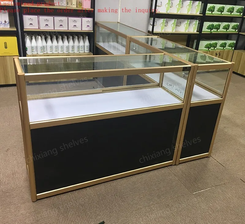 

Custom.4Feet Width Tempered Glass Display Showcase Jewelry Store Glass LED Light Display Case