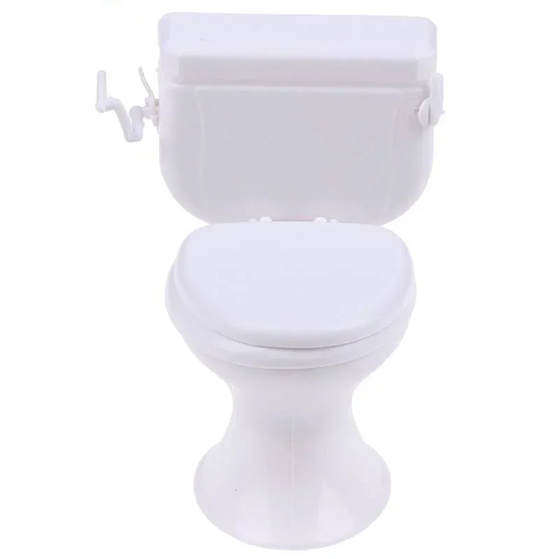 

1pc Dollhouse Furniture Bathroom White Toilet Model Baby Pretend Toys Dolls Accessories Bathroom Scene Decoration Miniature Toy