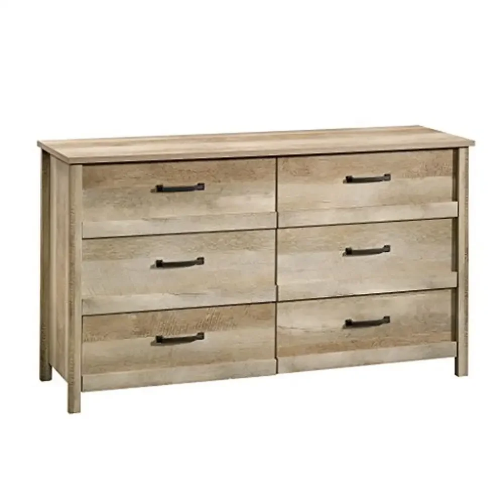 6-Drawer Dresser in Lintel Oak Finish ASTM Safety Tested Easy Assembly Interlocking Mechanism Engineered Wood Construction