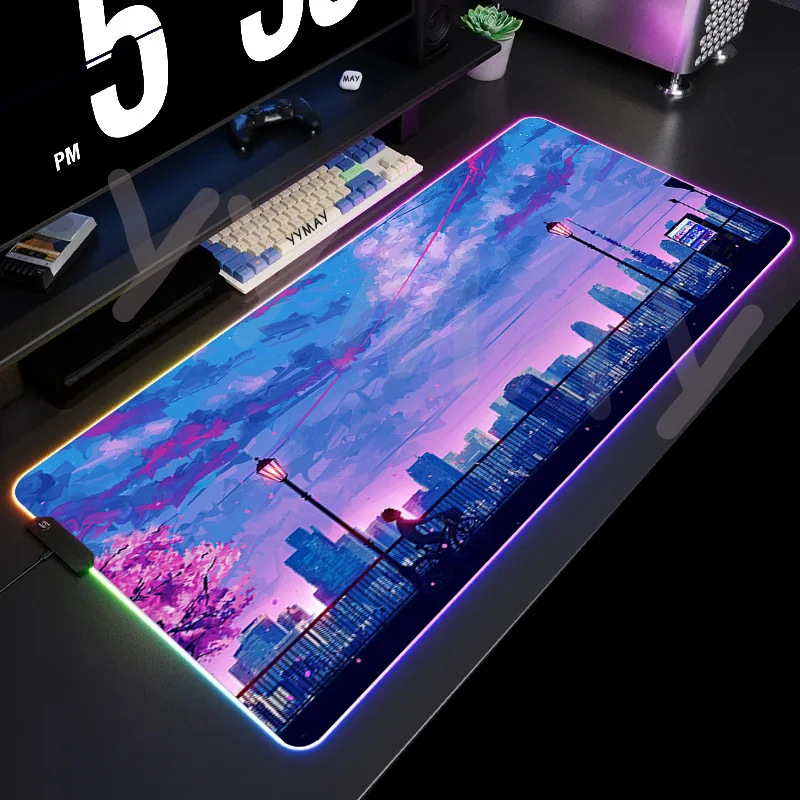 

Large RGB Gamer Mousepad Moon Landscape Mouse Mat Gaming Mousepads LED Keyboard Mats Luminous Desk Pads Mouse Pad For PC