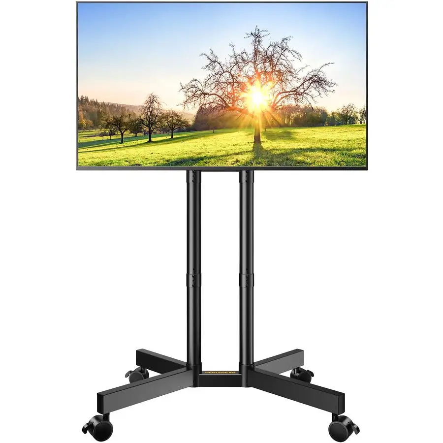 

Rolling TV Stand, Mobile TV Stand with Wheels for 3275 inch TVs, Height Adjustable Mobile TV Cart with 15 to 5 Tilt, Rolling Car
