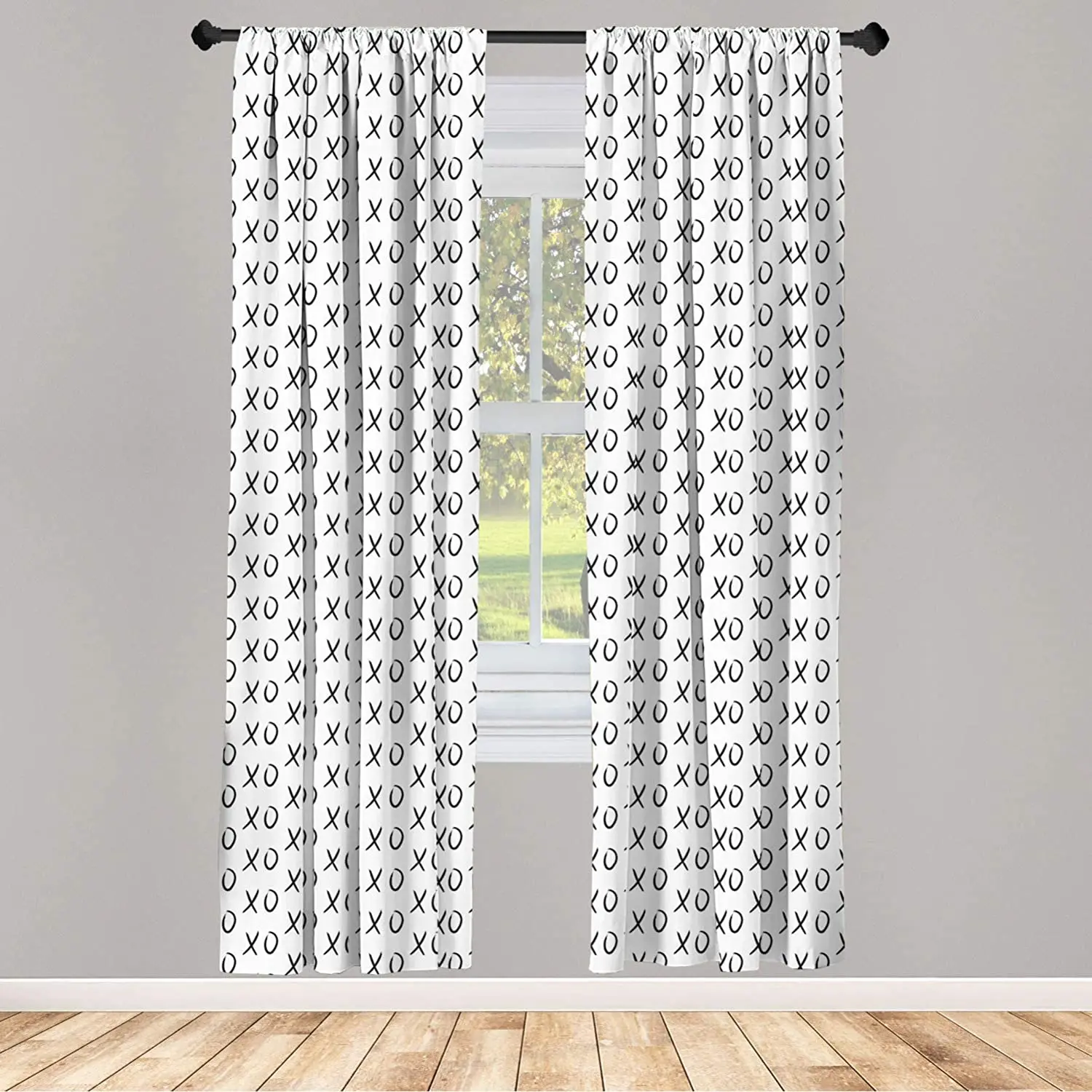 Xo Curtain Hugs and Kisses Pattern Love You Affection Expression Sign Print Window Treatment Living Room Bedroom