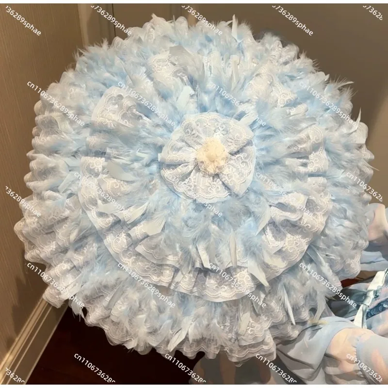 Feather Umbrella Handmade Heavy Industry Flower Marriage Small Ocean Umbrella Small Feather Umbrella