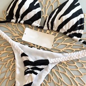 OIINAA-Bikini-printed leopard bikini for women, sexy swimwear, striped bath, 2-piece thong, bath linen 10 Main Sales Bikini Short - №4