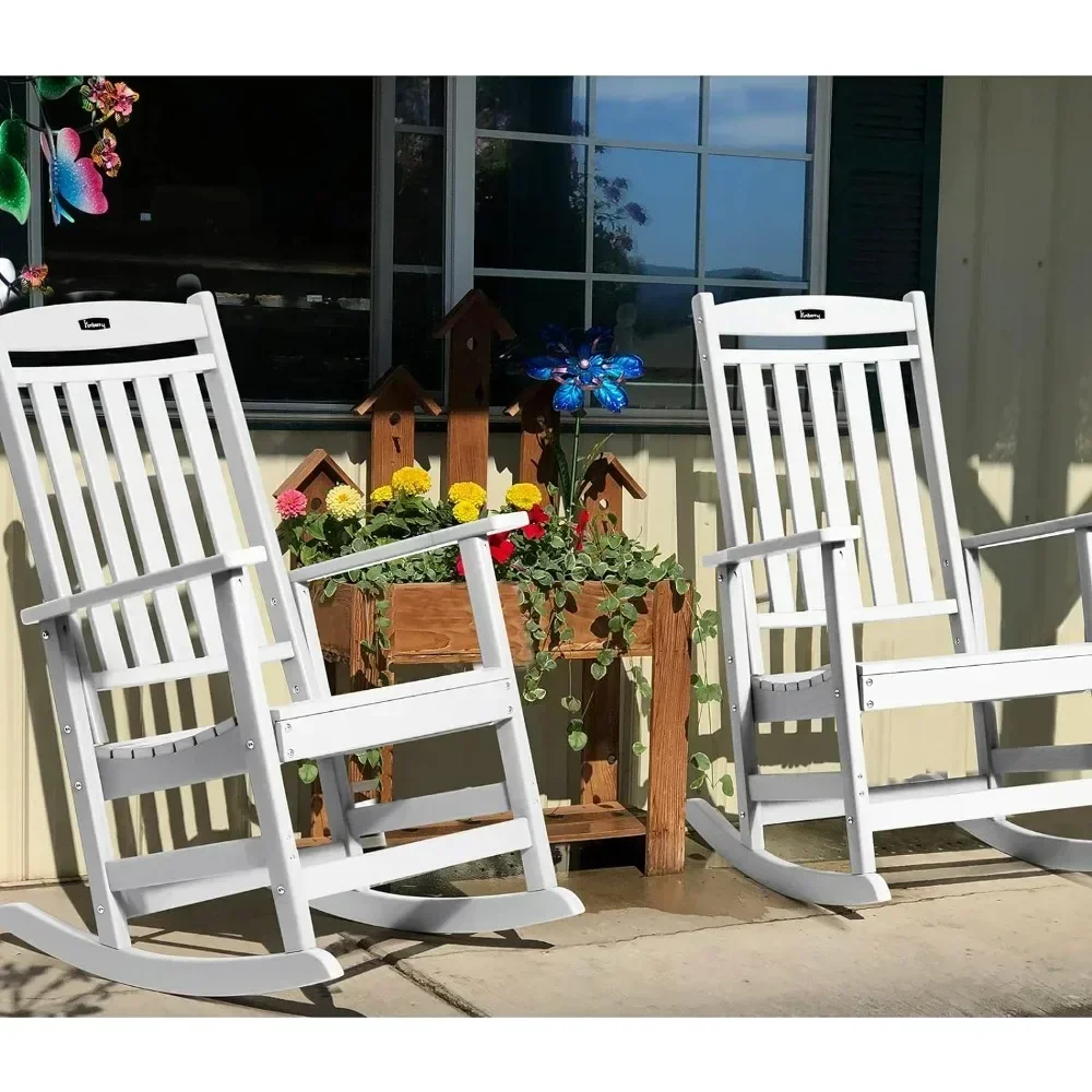 

Chairs Set of 2, Rocking Chair Outdoor, High Back Porch Rocker, Chairs for Porch, High Density Polyethylene, outdoor chairs