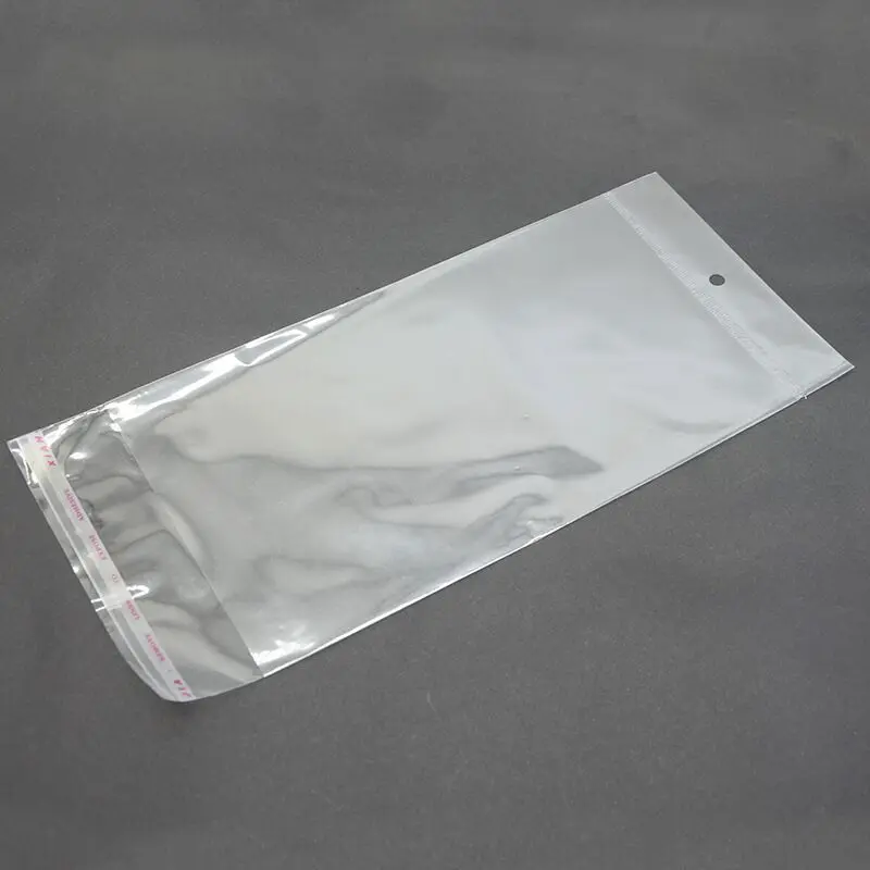 50/100pcs Clear Self Adhesive Seal Plastic Bag with Hang Hole Resealable OPP Bag for Gift Packing Jewelry Retail Display Package