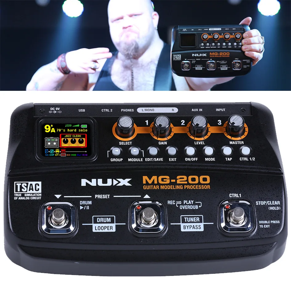 

NUX MG-200, педаль для электрогитары с несколькими эффектами, гитарный эффект MG100 MG30