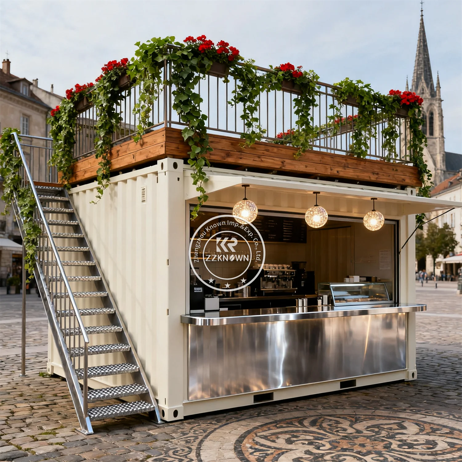 

Mobile Container House For Bar Restaurant Coffee Shop Kiosk Double Story Container Cafe Food Shop for Outdoor Dining