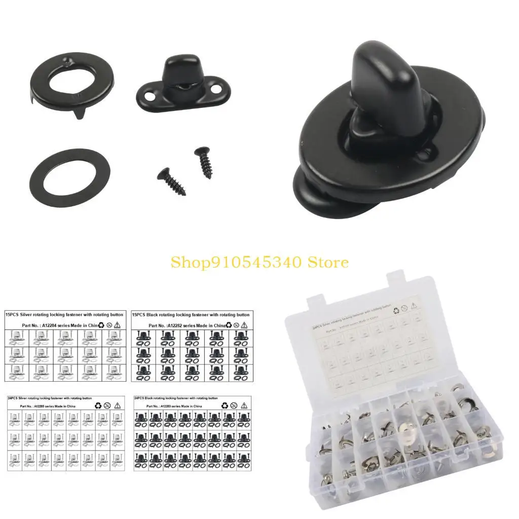 U2JA Rotating Locking Fasteners for Canvas Covers, Metal Turn Button Hardware with Screws for Motorhome Boat Tent Tarp Mounting