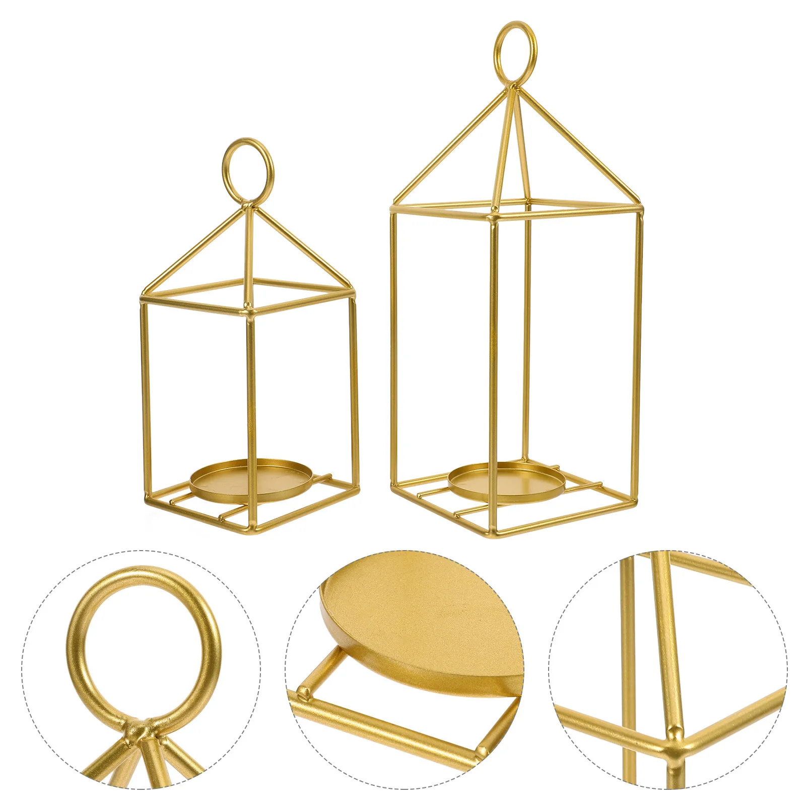 

2Pcs Wedding Holders Iron Art Decorative Stand Tabletop Romantic Atmosphere Table Candlestick Candlelight Stand