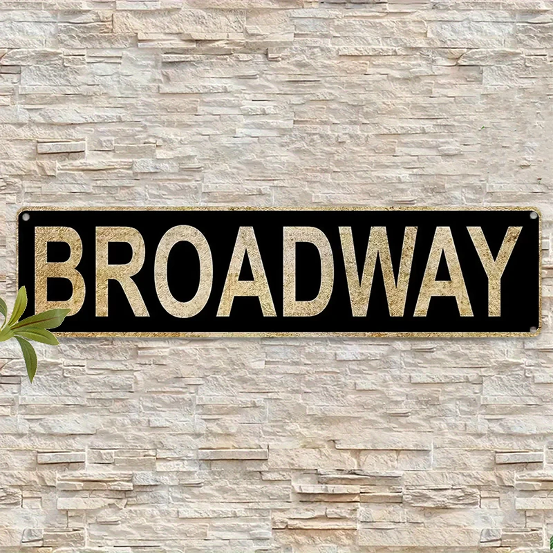 Letrero de calle Vintage de Broadway, decoración de pared de aluminio con letras doradas rústicas para teatro, sala de música, Bar, inspirado en Nueva York
