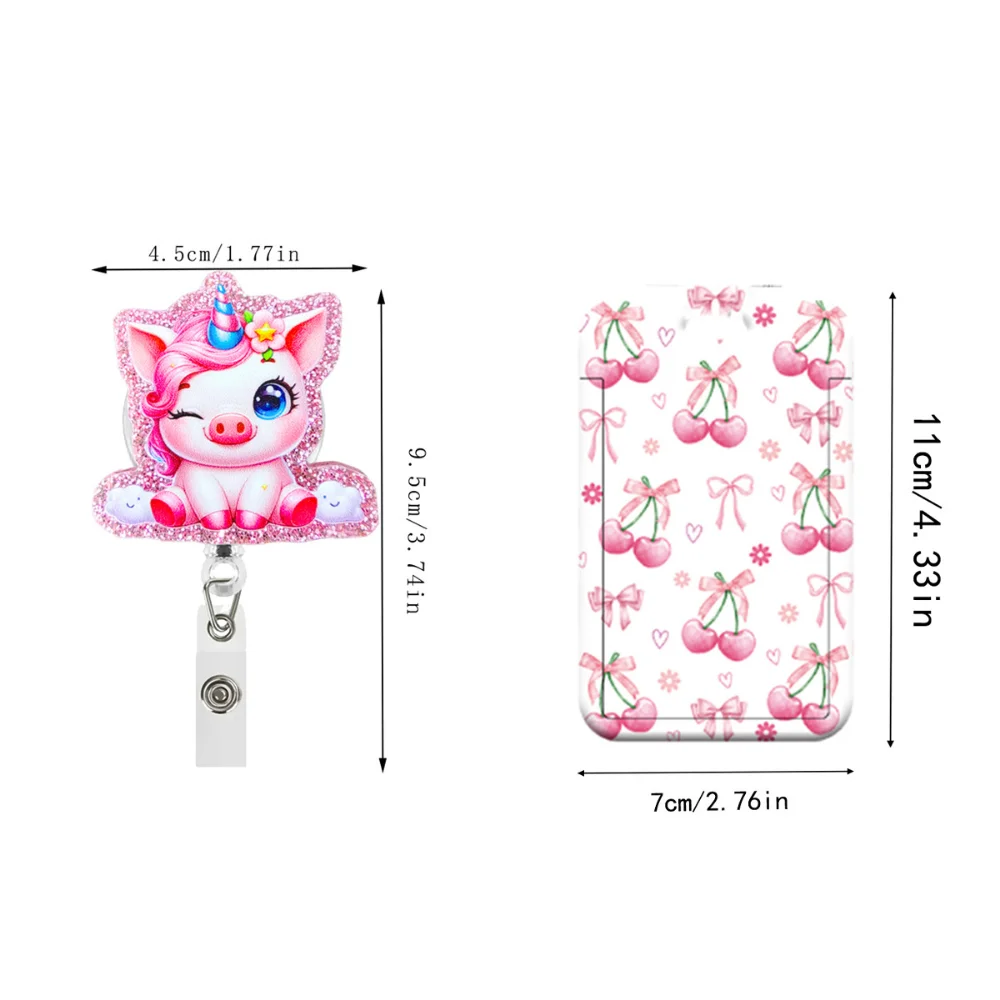 Acrylic Badge Holder Pink Bow Badge Cover Work Card Holder Acrylic Expansion Buckle Badge Clip For Events Exhibitions