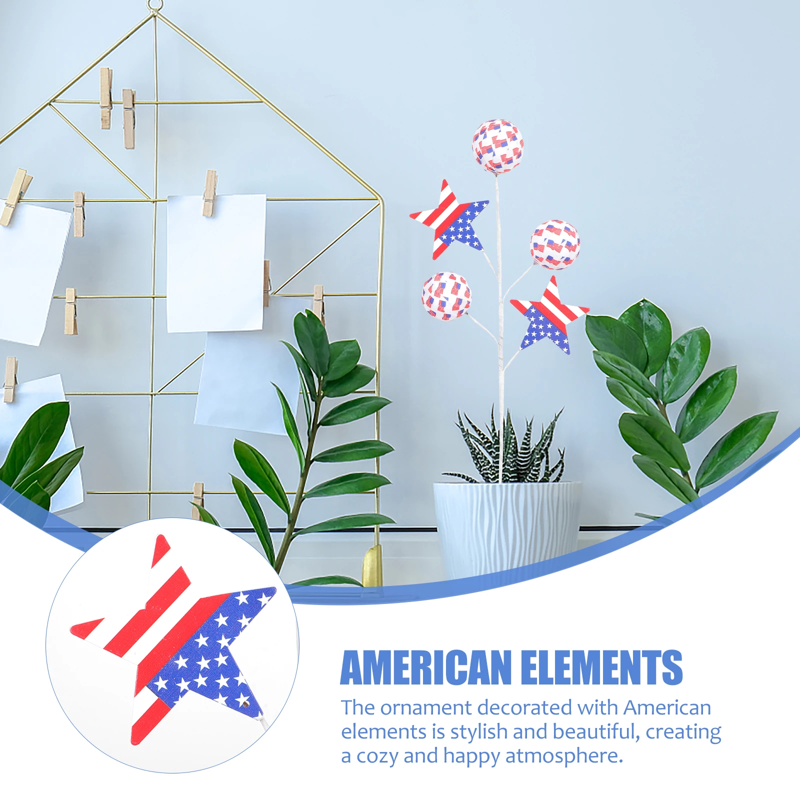 

Decorations American Flag Flower Branch Metal Red White and Royal Independence Day Party