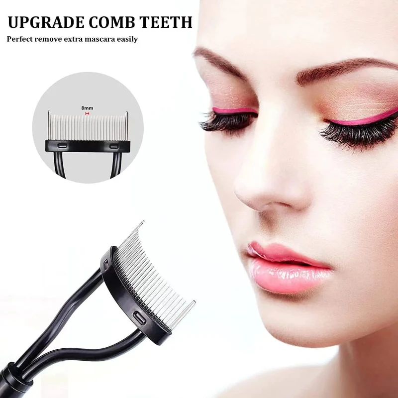 Eyelash Comb Metal Teeth Straight Eyelash Curler Beauty Makeup Stainless Eyelash Brush Comb Mascara Curl Makeup Tool