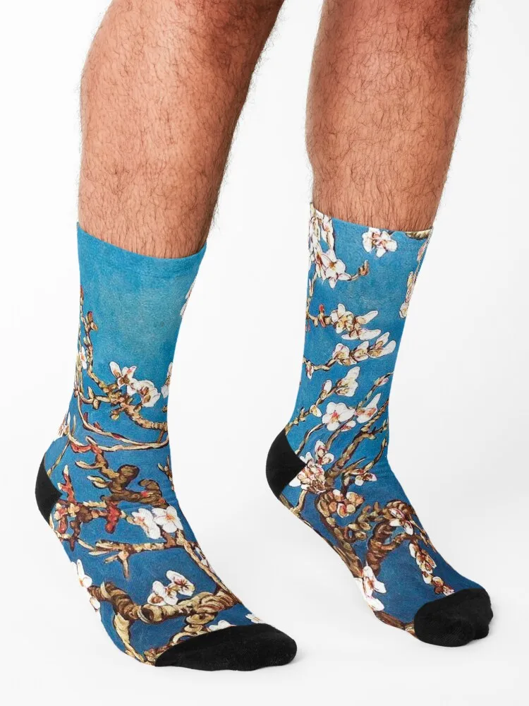 Van Gogh. Almond Blossoms Socks halloween professional running anime fashionable Women's Socks Men's