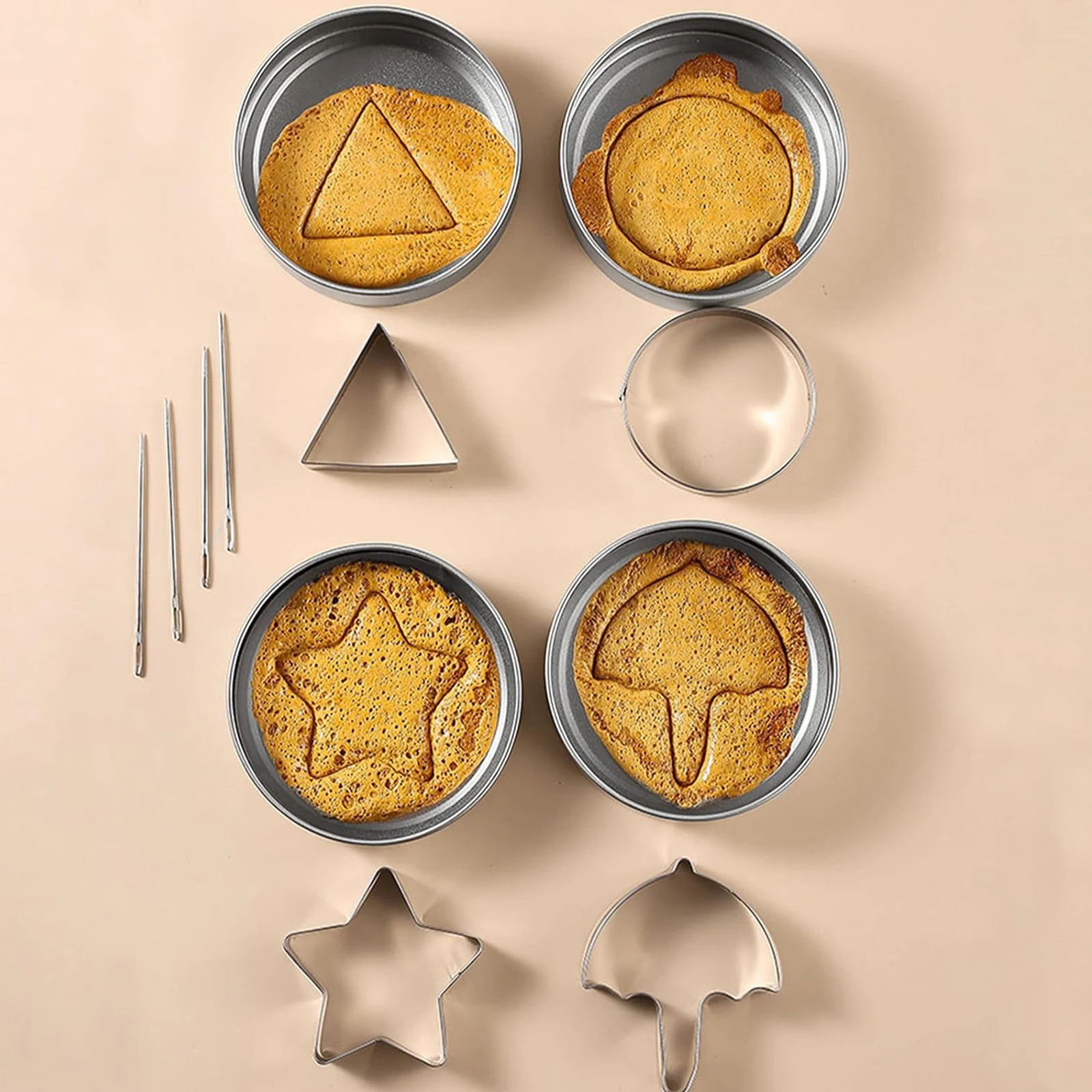 

12-Piece Biscuit Mold Baking Set, Umbrella, Triangle, Star, Round Shaped Stainless Steel Metal Biscuit Molds, Biscuit Molds