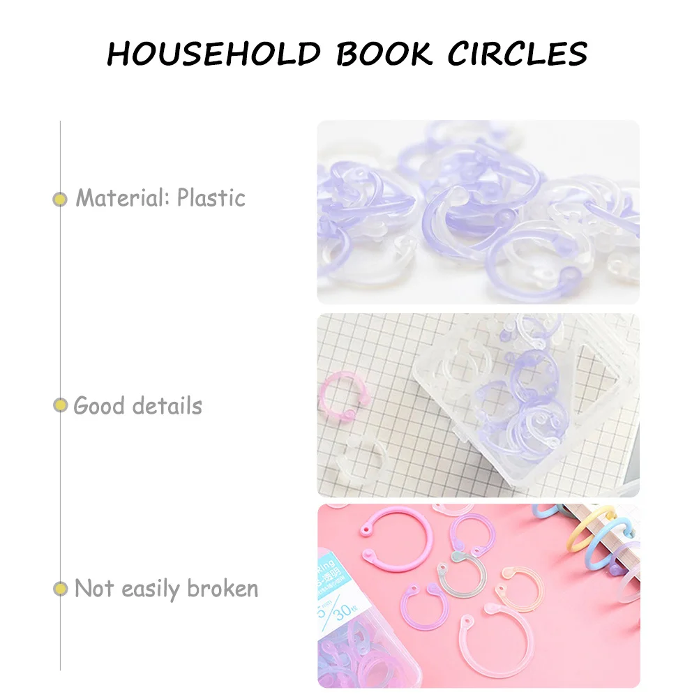 

60Pcs Plastic Binder Rings Loose Leaf Circles Convenient Book Rings Organizer for Notebook Planner Household Book Circles Office