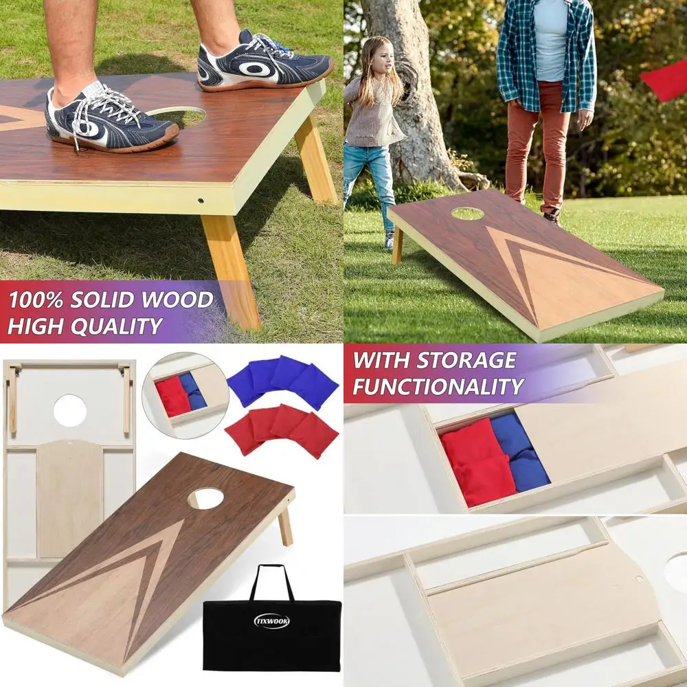 

Cornhole Board Set with Storage Capability, Soild Wood Cornhole Set, with 8 Bean Bags and Carrying Bag, 4 x 2 ft Corn Hole Outdo
