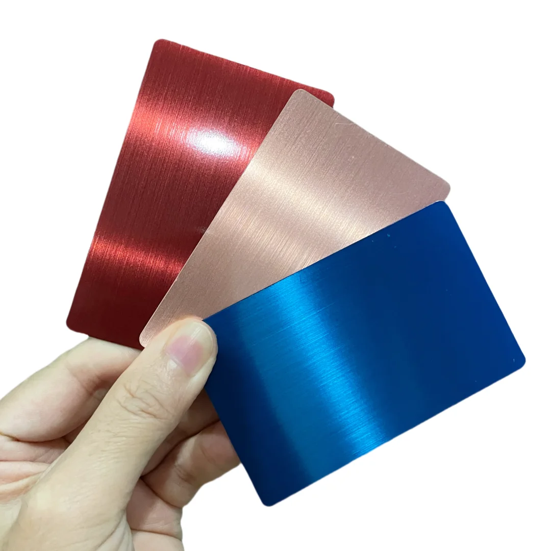 Customized inquiry Custom Brush Finish Plain Blank Metal Card rainbow Color for Laser Engraving