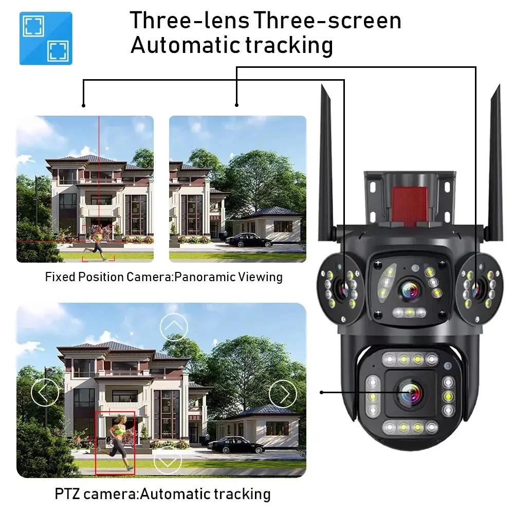 AIOOK-cámara IP YOOSEE HD de 8MP para exteriores, intercomunicador bidireccional con visión nocturna, impermeable IP66, cámara de seguridad de 360 °, seguimiento móvil