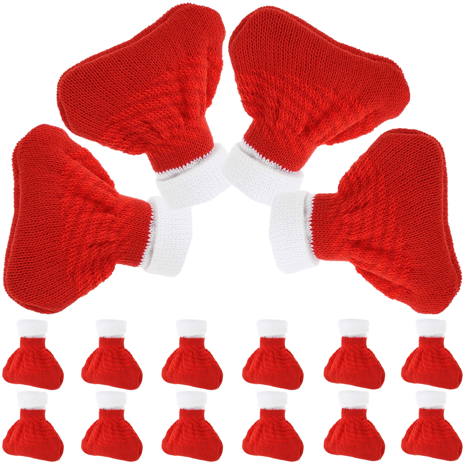 16 Pcs Christmas Cartoon Feet Covers Holiday Home Decor Vintage Table Leg Caps Chairs Furniture