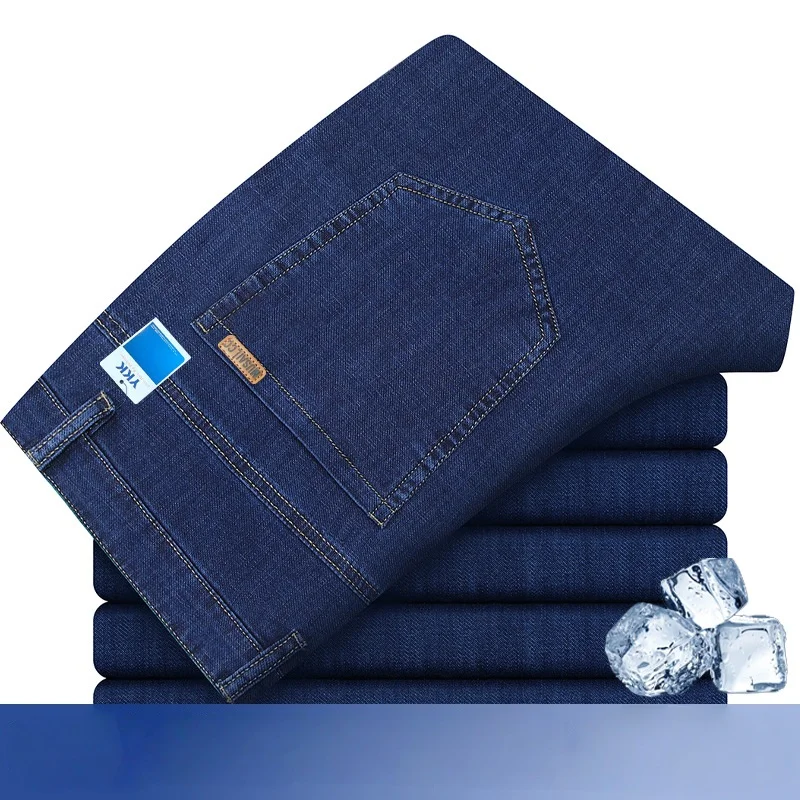 High Waist Lightweight Thin Summer Straight Mens Jeans Stretch Casual Pants Denim Jeans for Male 2026