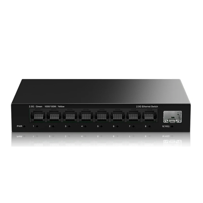 2.5Gb 8 Port Network Switch 2.5Gbps Unmanaged Ethernet Switch With 10Gb SFP+ Slot Home Lab Small Setup Switch EU PLUG