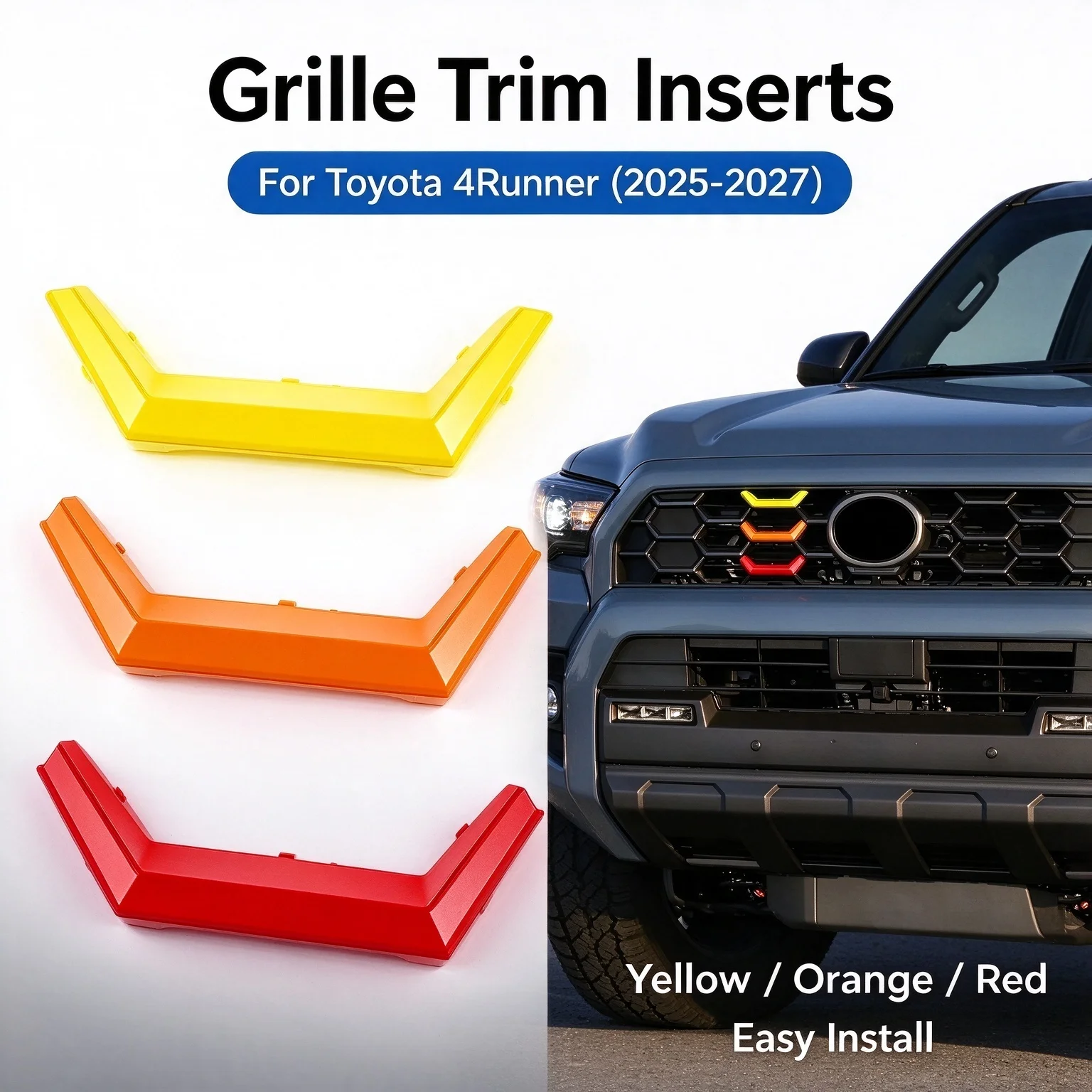 6pcs For Toyota 4Runner 2025 2026 2027 Tri-Color Toyota Emblem Clips Front Grille Badge Fastener 2 Sides Interior Accessories
