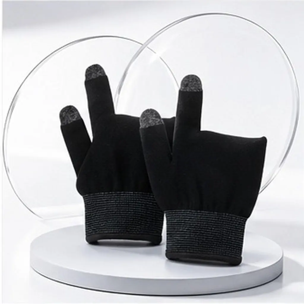 1Pair Touchscreen Gaming Gloves for Phone Games Thumb Sleeves Lightweight Skin-Friendly Anti-Sweat Breathable Finger Gloves