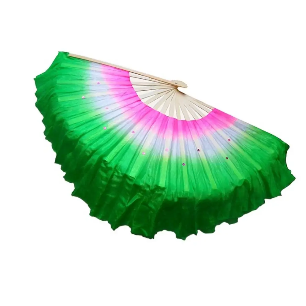 

Beautiful Handmade Yangko Dance Fan Half Circle Silk Classical Silk Veil Fan Chinese Style Belly Dance Fans Party Supplies