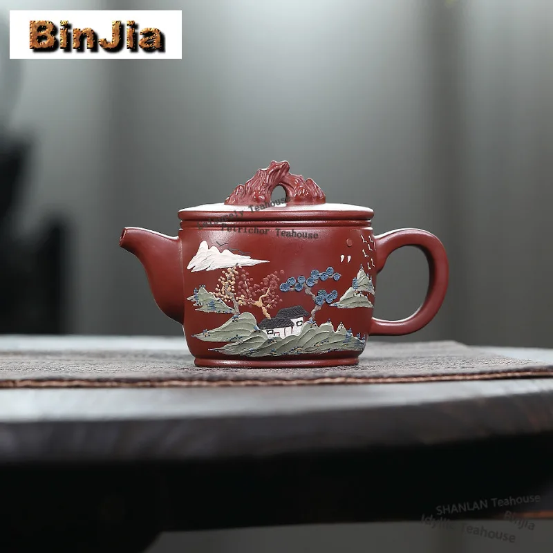 

Чайник из исинской фиолетовой глины, 200 мл, ручной работы, из камня озера Тайху, с широким горлом, из необработанной глины Дахунпао, чайный набор из глины цзяшы